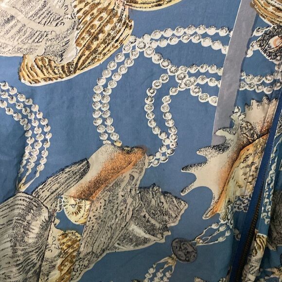 CoAco-100% Silk Track Suit jacket-Coastal Blue with shells- Size Large - Picture 4 of 7